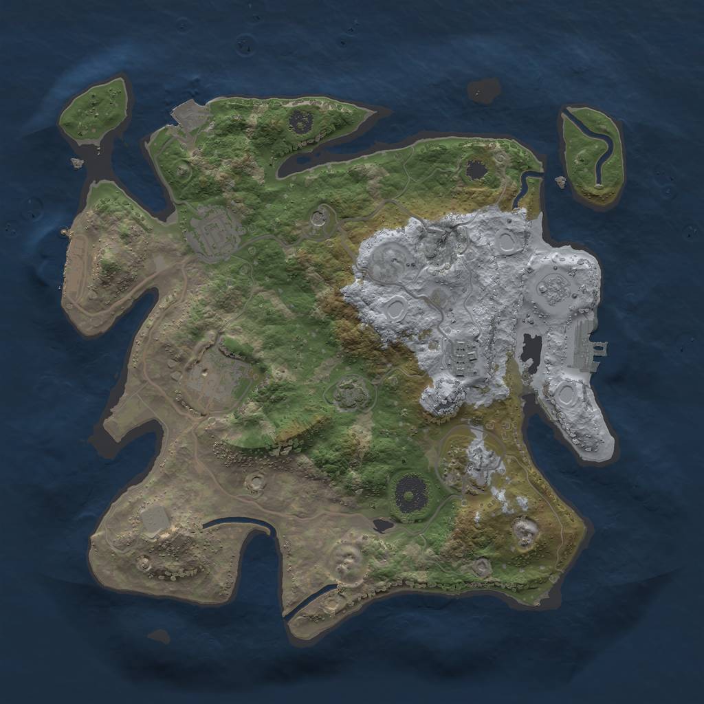 Rust Map: Procedural Map, Size: 3000, Seed: 1938186686, 12 Monuments