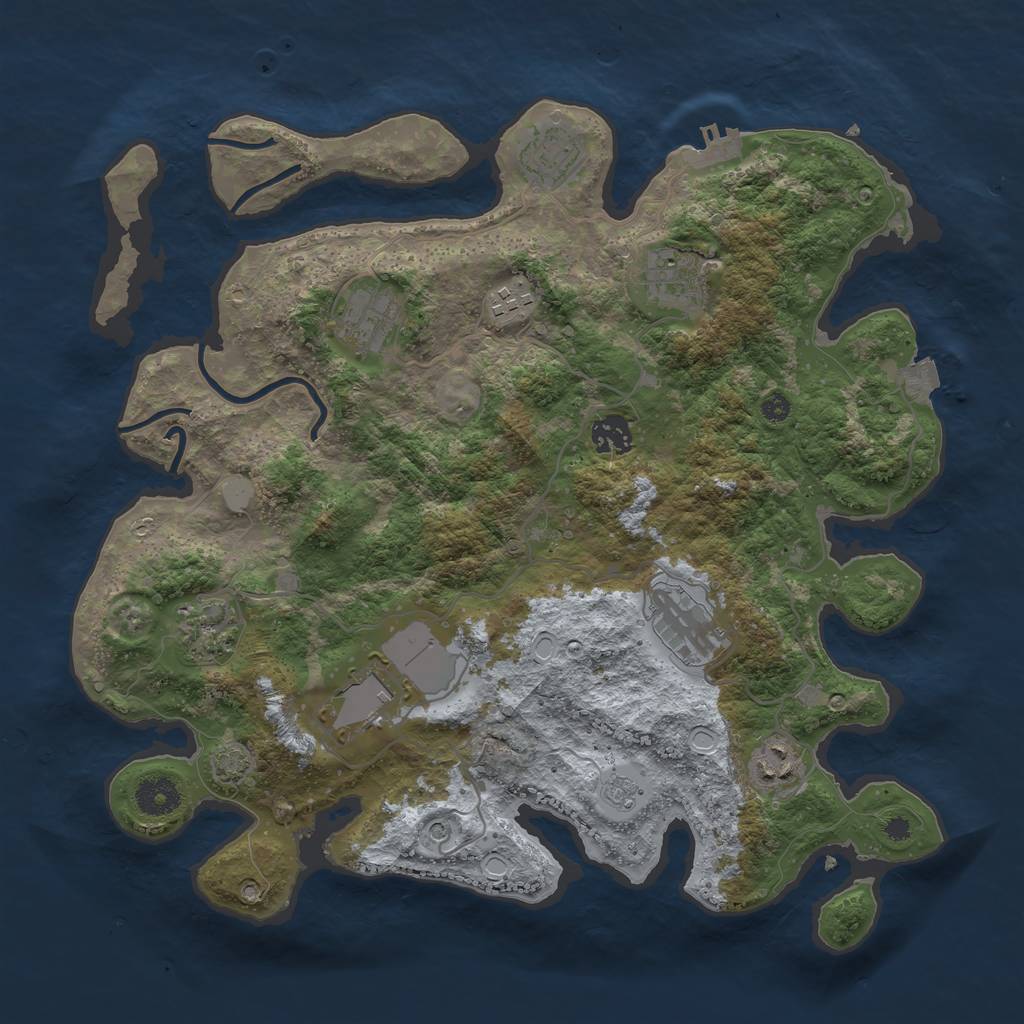 Rust Map: Procedural Map, Size: 3700, Seed: 15873862, 16 Monuments