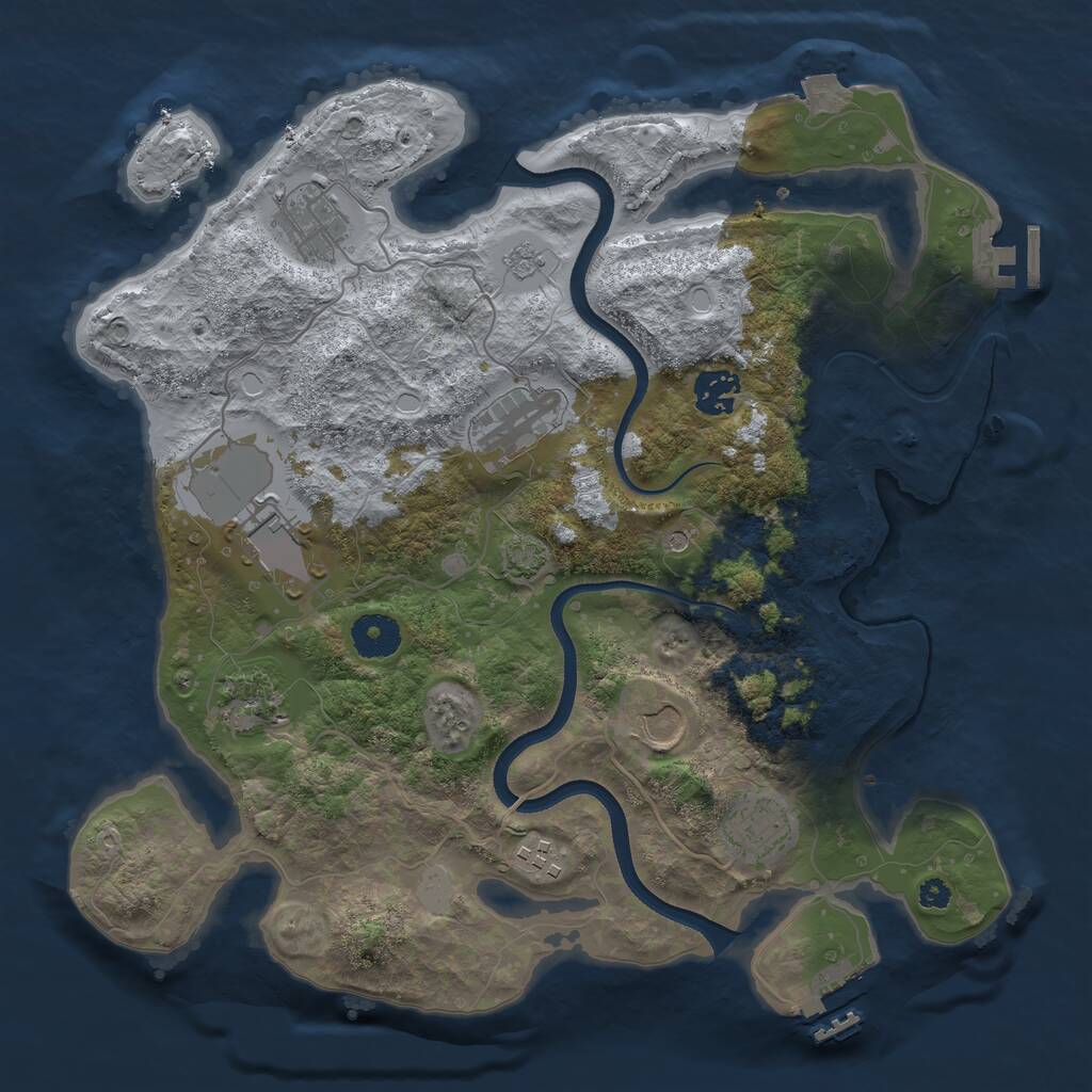 Rust Map: Procedural Map, Size: 3500, Seed: 26644134, 14 Monuments