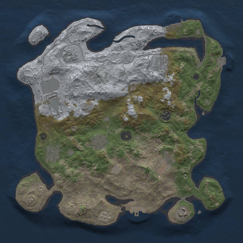 Rust Map: Procedural Map, Size: 3500, Seed: 26644134, 17 Monuments