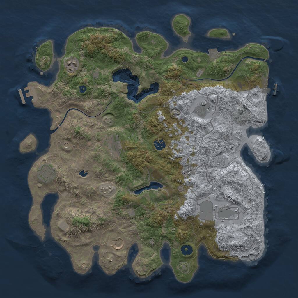 Rust Map: Procedural Map, Size: 4000, Seed: 1044482668, 14 Monuments