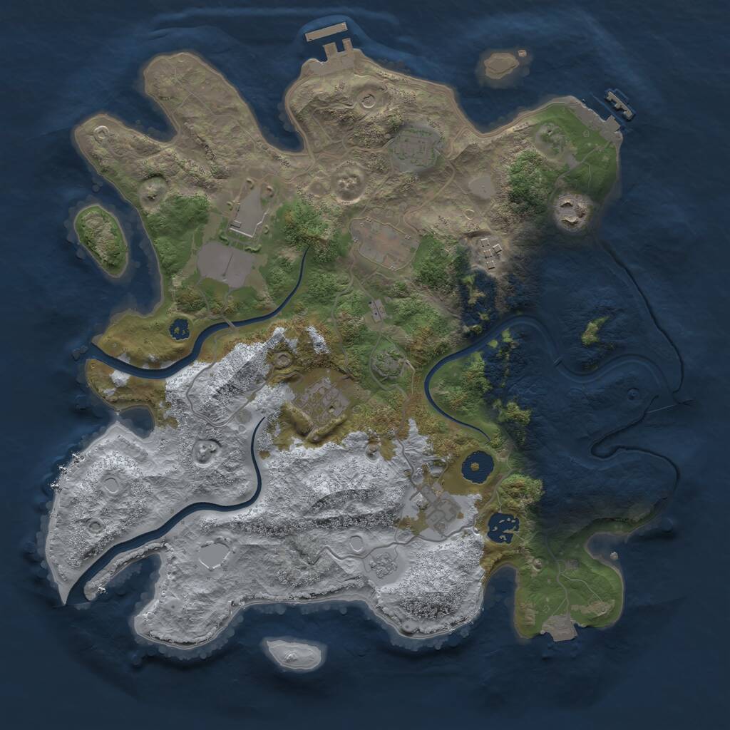Rust Map: Procedural Map, Size: 3500, Seed: 416345731, 14 Monuments