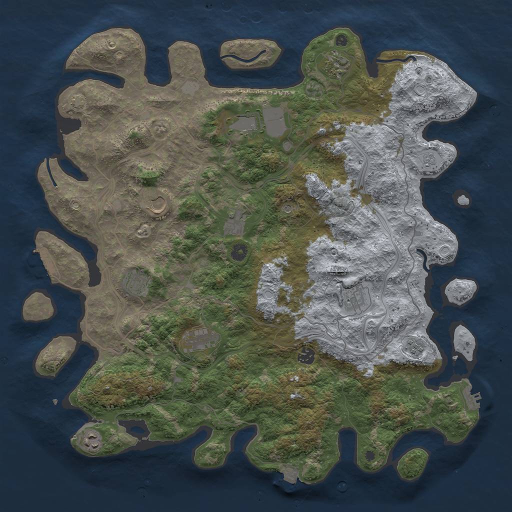 Rust Map: Procedural Map, Size: 4500, Seed: 73520989, 18 Monuments