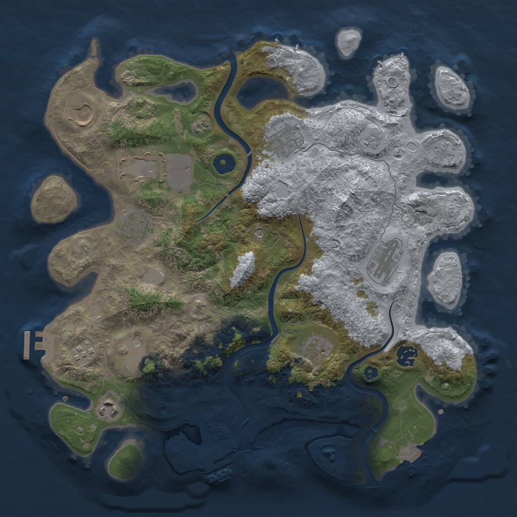 Rust Map: Procedural Map, Size: 3700, Seed: 619919994, 16 Monuments
