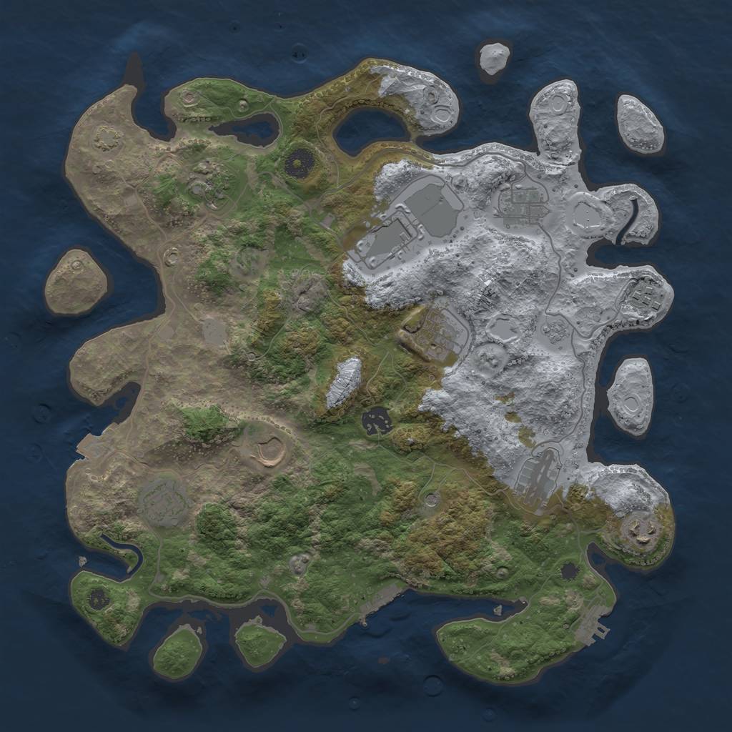 Rust Map: Procedural Map, Size: 3700, Seed: 619919994, 18 Monuments