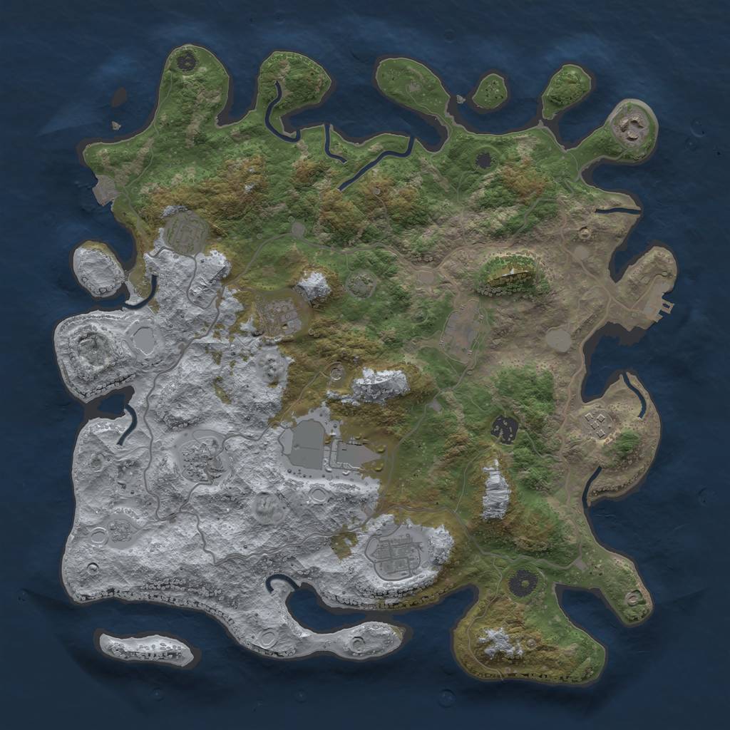 Rust Map: Procedural Map, Size: 4000, Seed: 1117682317, 16 Monuments