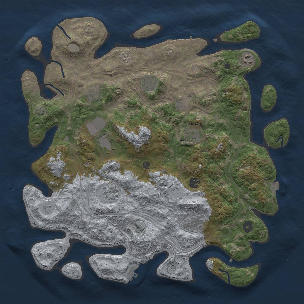 Rust Map: Procedural Map, Size: 4250, Seed: 443120756, 18 Monuments