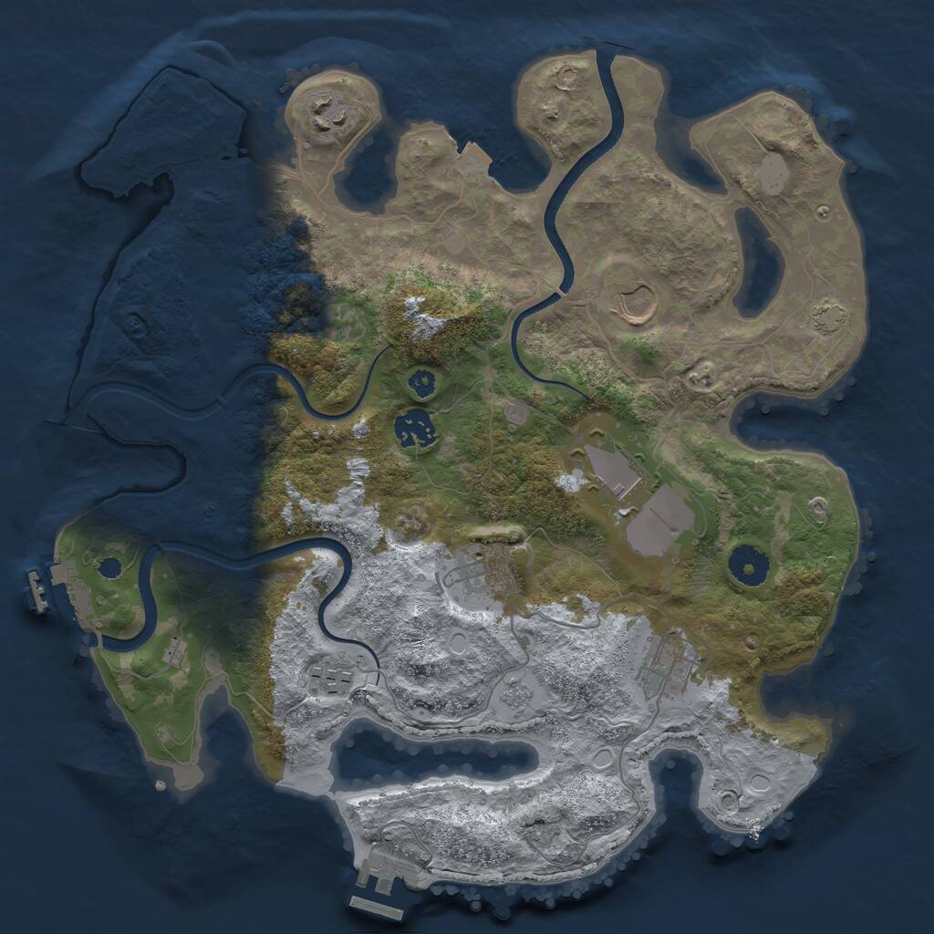 Rust Map: Procedural Map, Size: 3500, Seed: 96652535, 12 Monuments