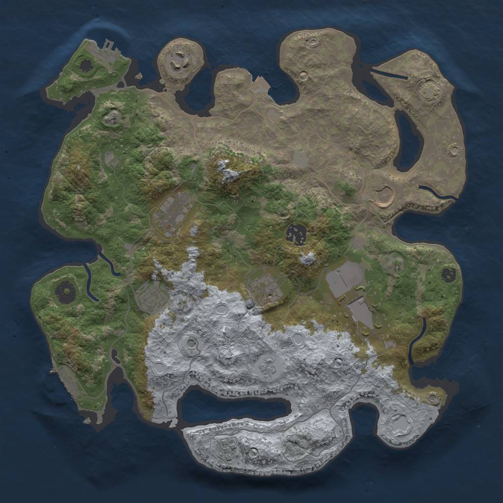 Rust Map: Procedural Map, Size: 3500, Seed: 96652535, 16 Monuments