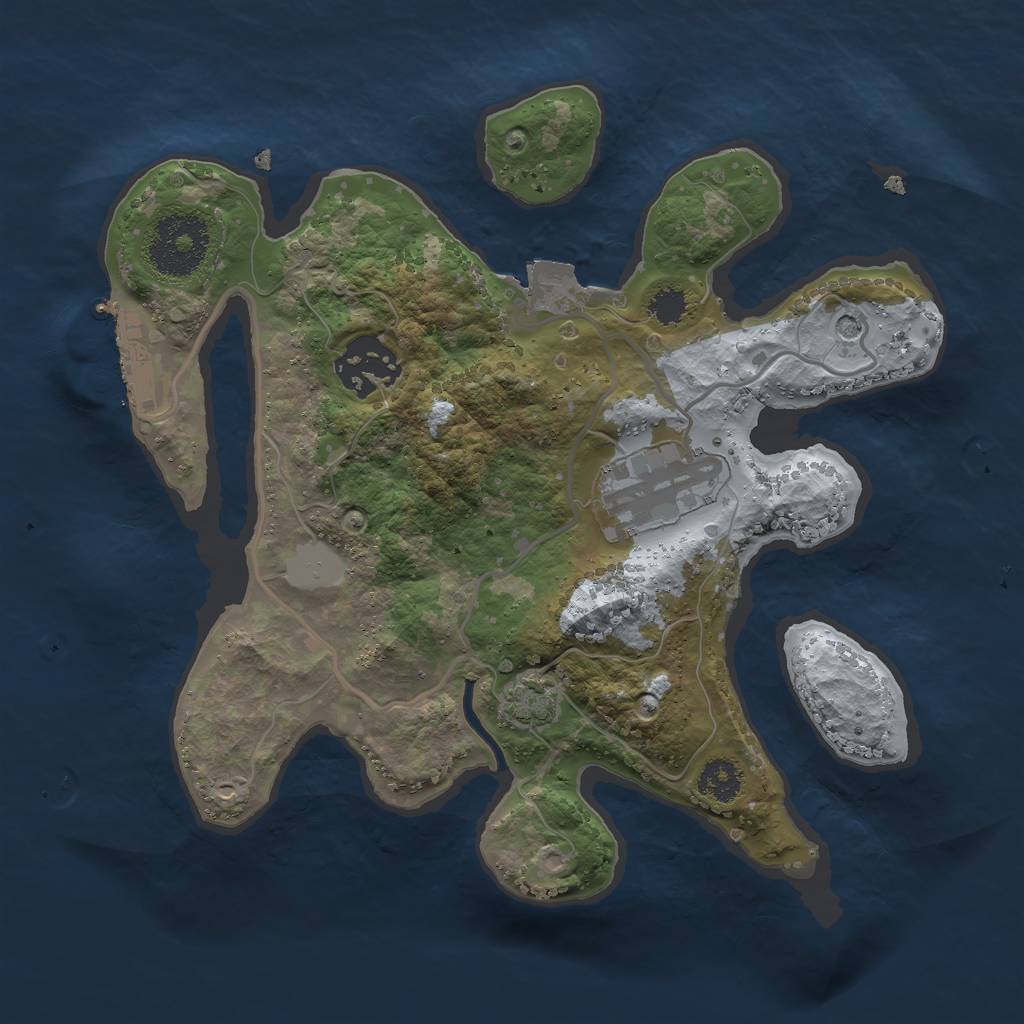 Rust Map: Procedural Map, Size: 2500, Seed: 1452745993, 8 Monuments