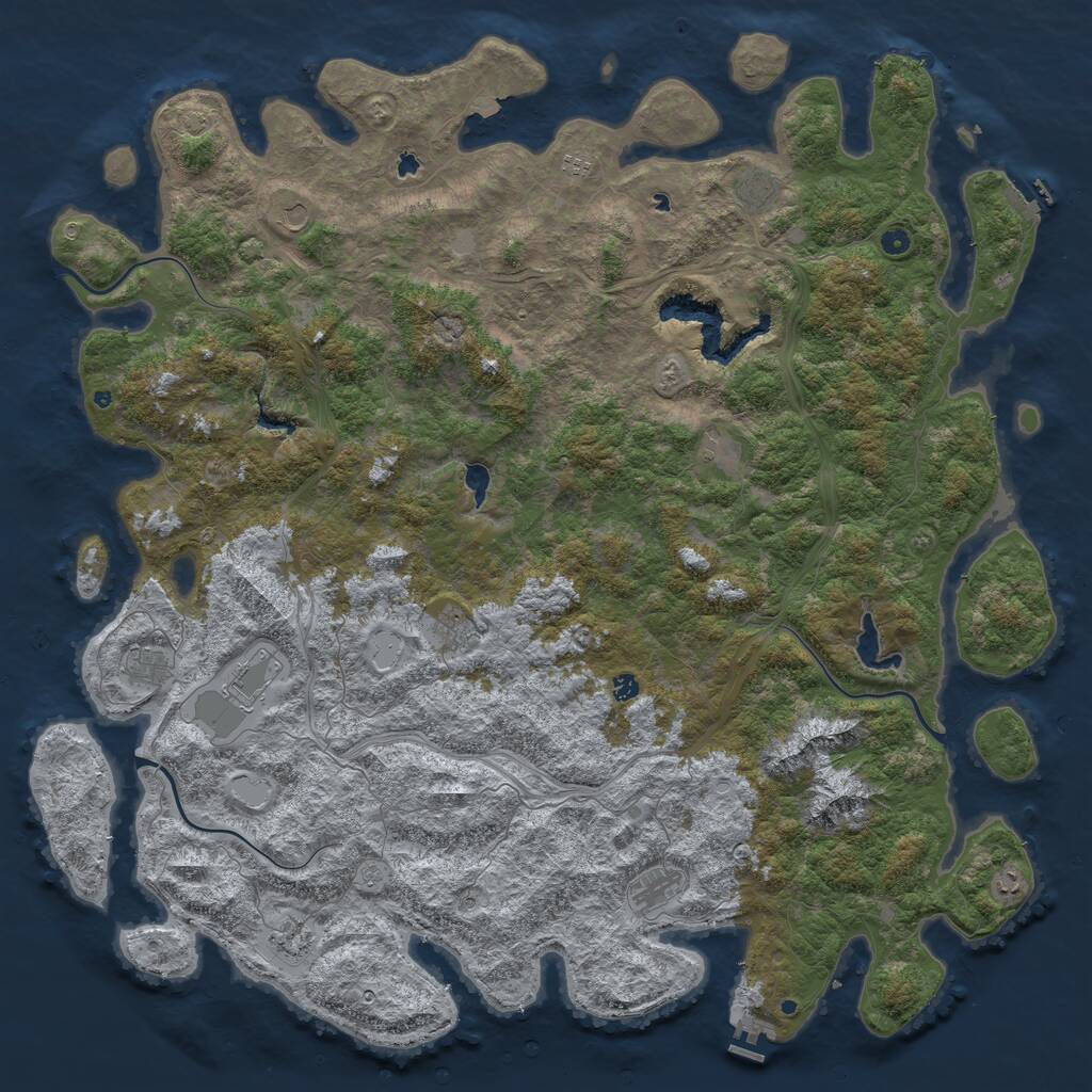 Rust Map: Procedural Map, Size: 6000, Seed: 449652598, 17 Monuments