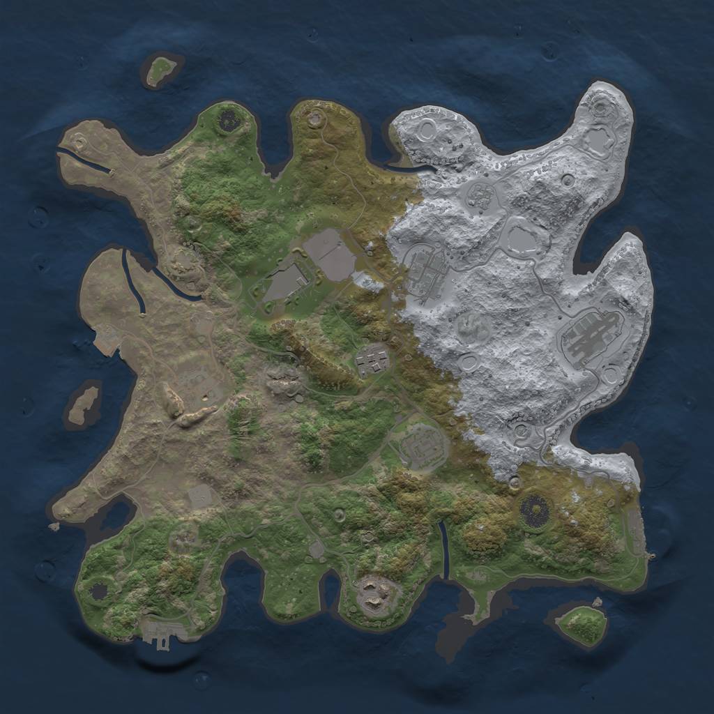 Rust Map: Procedural Map, Size: 3500, Seed: 1206175059, 15 Monuments