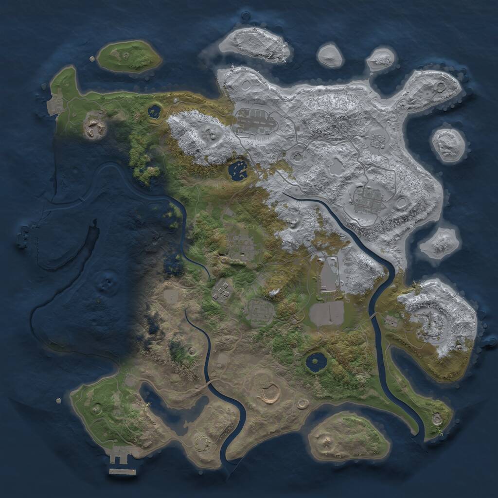 Rust Map: Procedural Map, Size: 3800, Seed: 952685328, 16 Monuments