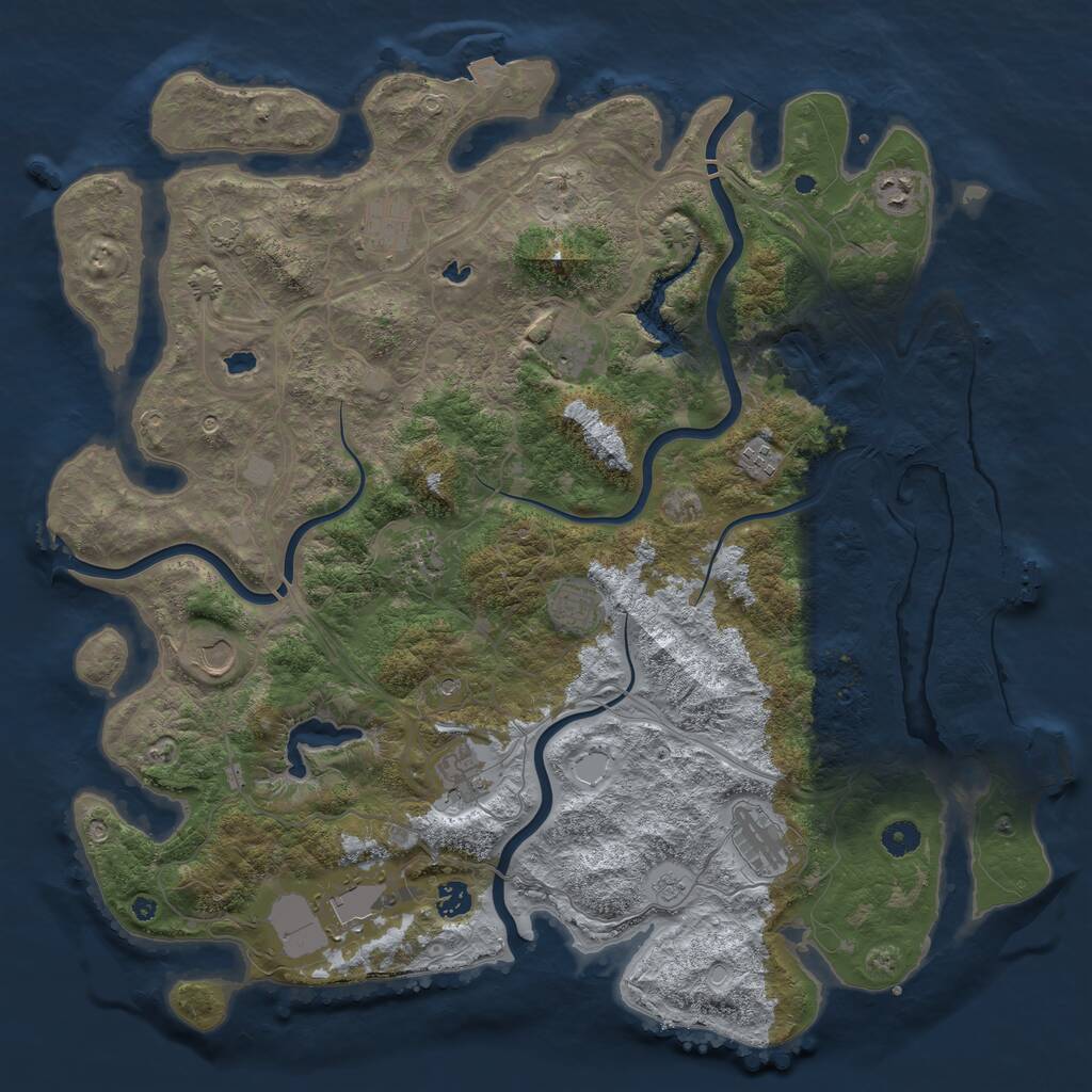 Rust Map: Procedural Map, Size: 4500, Seed: 889770081, 17 Monuments