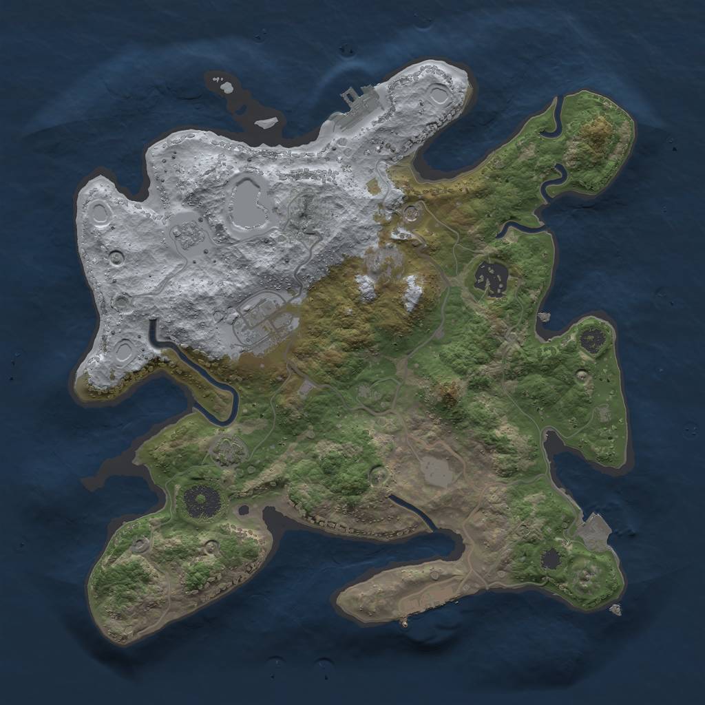 Rust Map: Procedural Map, Size: 3000, Seed: 602919991, 10 Monuments