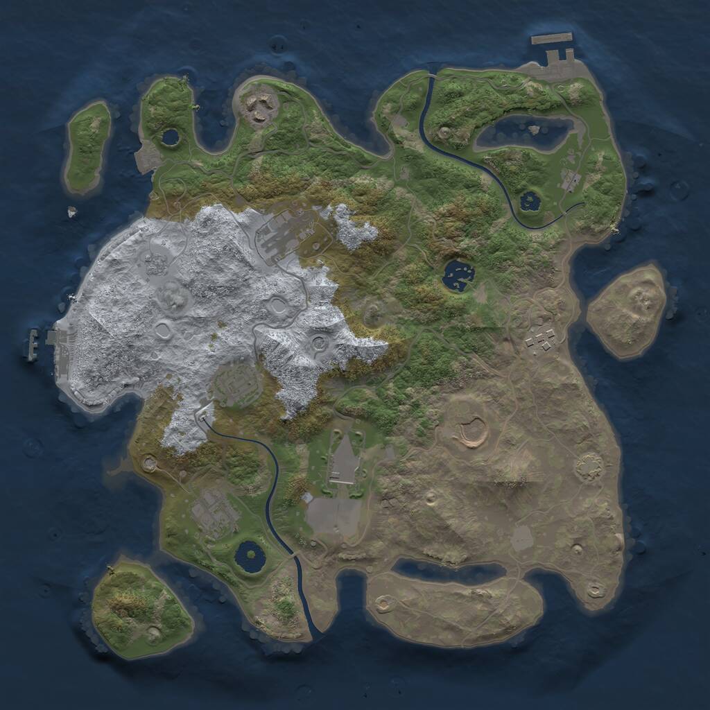 Rust Map: Procedural Map, Size: 3500, Seed: 1040204384, 14 Monuments