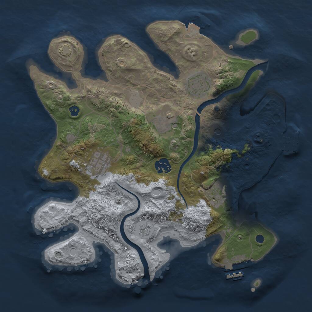 Rust Map: Procedural Map, Size: 3000, Seed: 743434, 11 Monuments