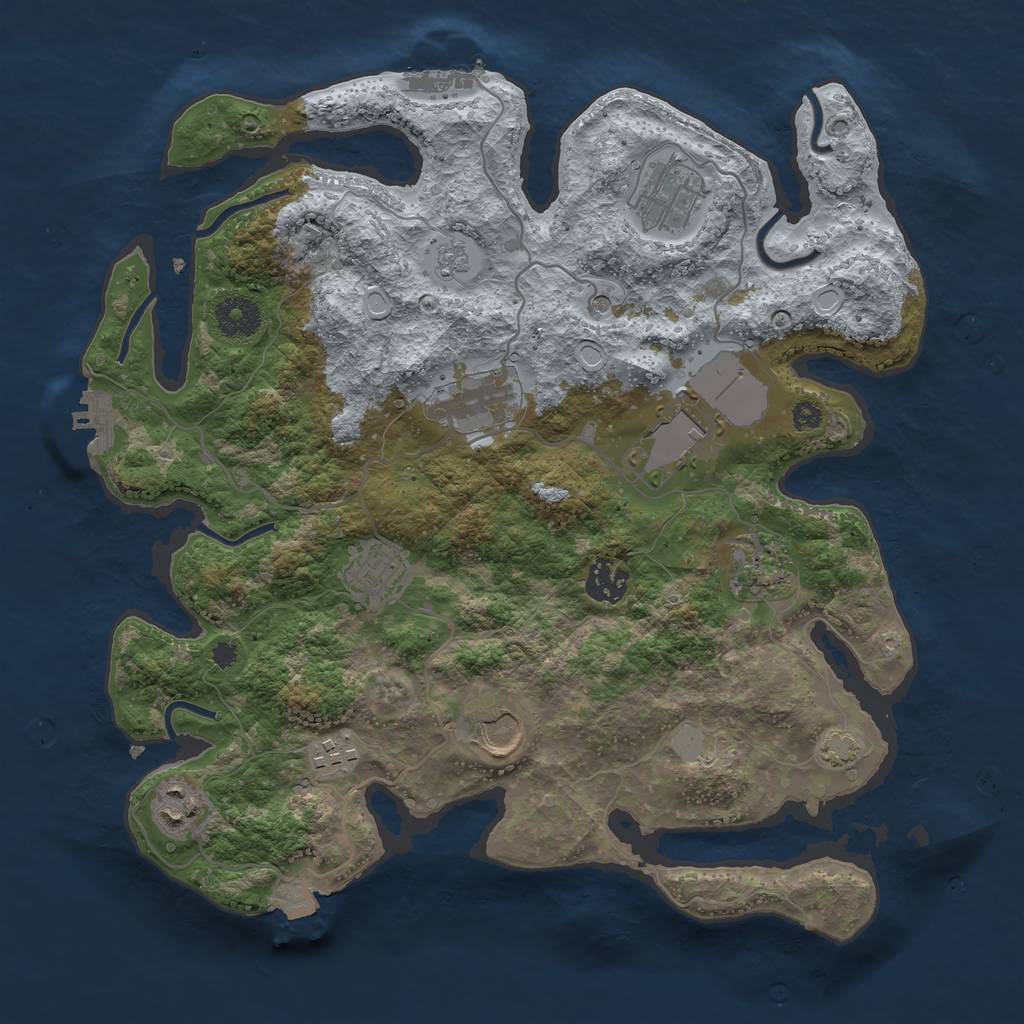 Rust Map: Procedural Map, Size: 3500, Seed: 1057623449, 17 Monuments
