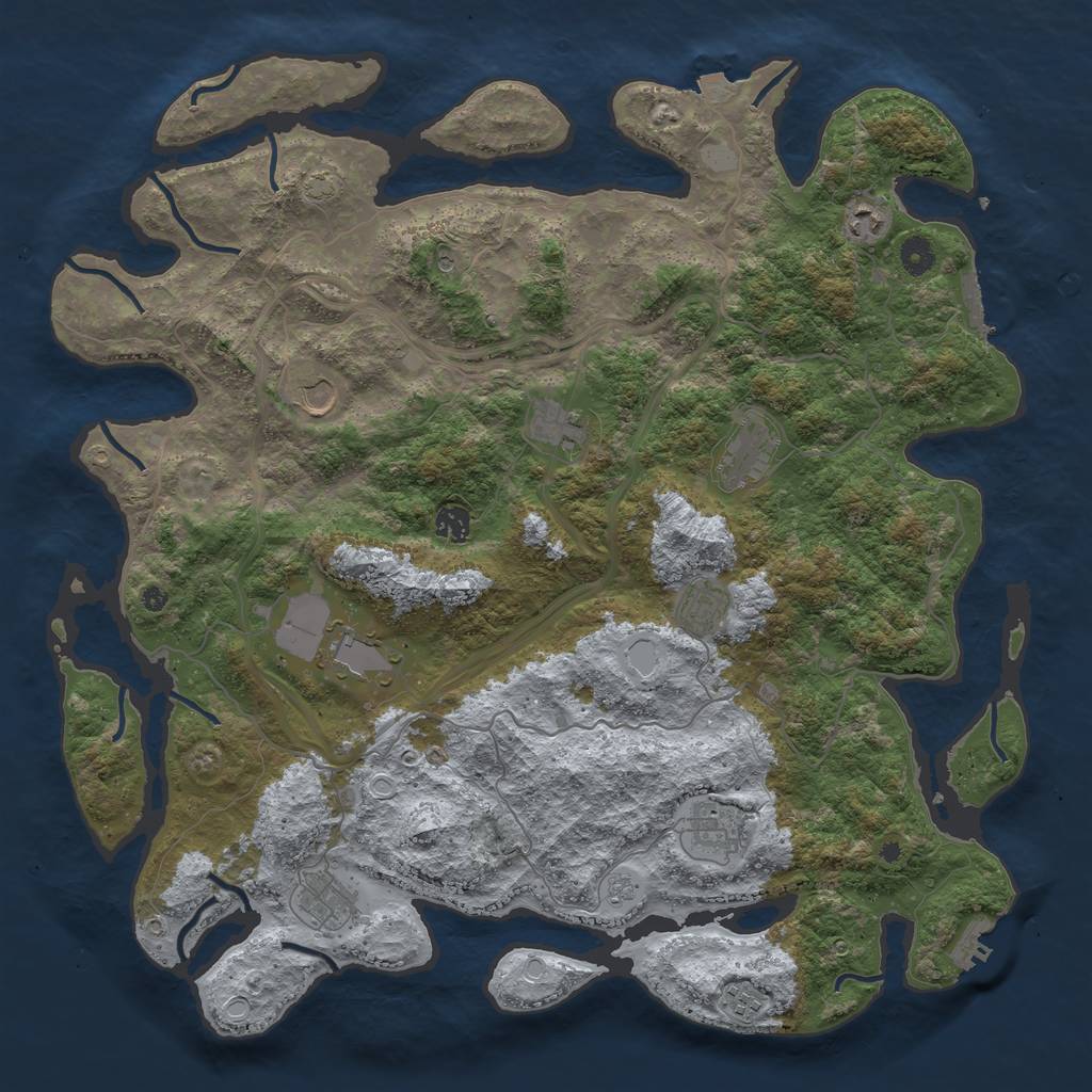 Rust Map: Procedural Map, Size: 4500, Seed: 647058947, 18 Monuments