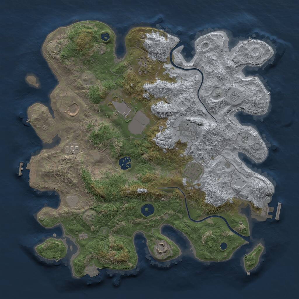 Rust Map: Procedural Map, Size: 3500, Seed: 1002623896, 14 Monuments