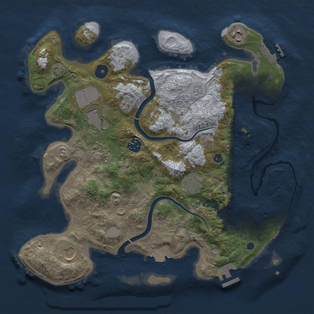 Rust Map: Procedural Map, Size: 3500, Seed: 743062986, 13 Monuments