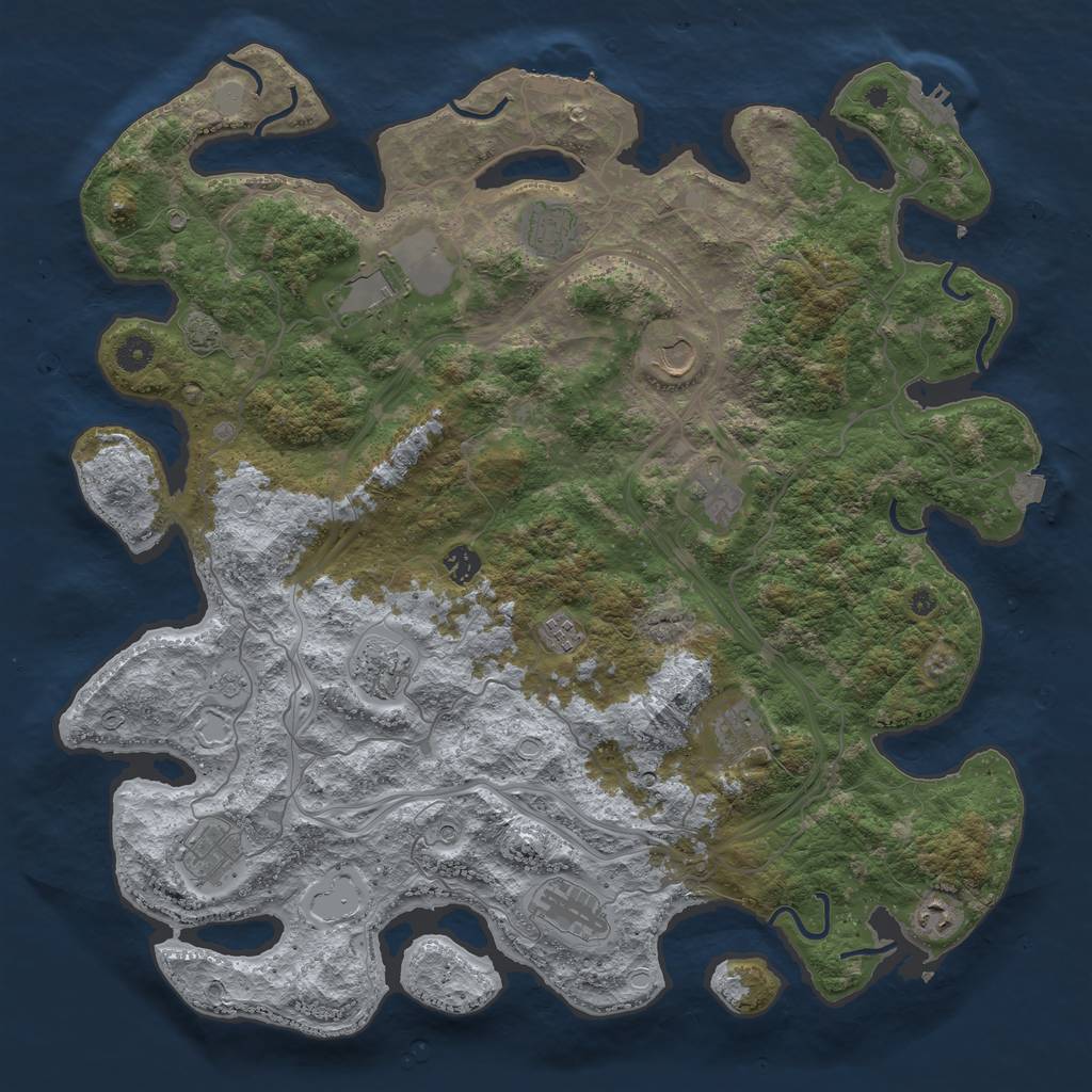 Rust Map: Procedural Map, Size: 4500, Seed: 559492698, 19 Monuments