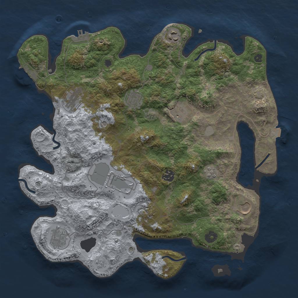 Rust Map: Procedural Map, Size: 3700, Seed: 2050181, 18 Monuments