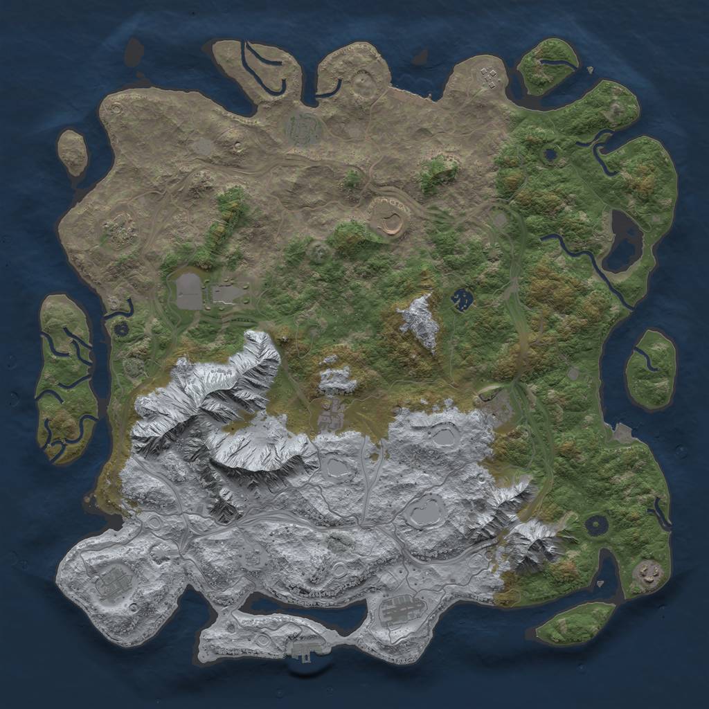 Rust Map: Procedural Map, Size: 5000, Seed: 47841, 19 Monuments