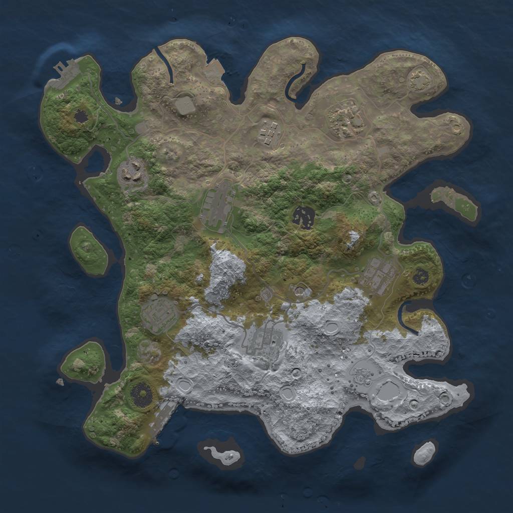 Rust Map: Procedural Map, Size: 3300, Seed: 1140051498, 16 Monuments