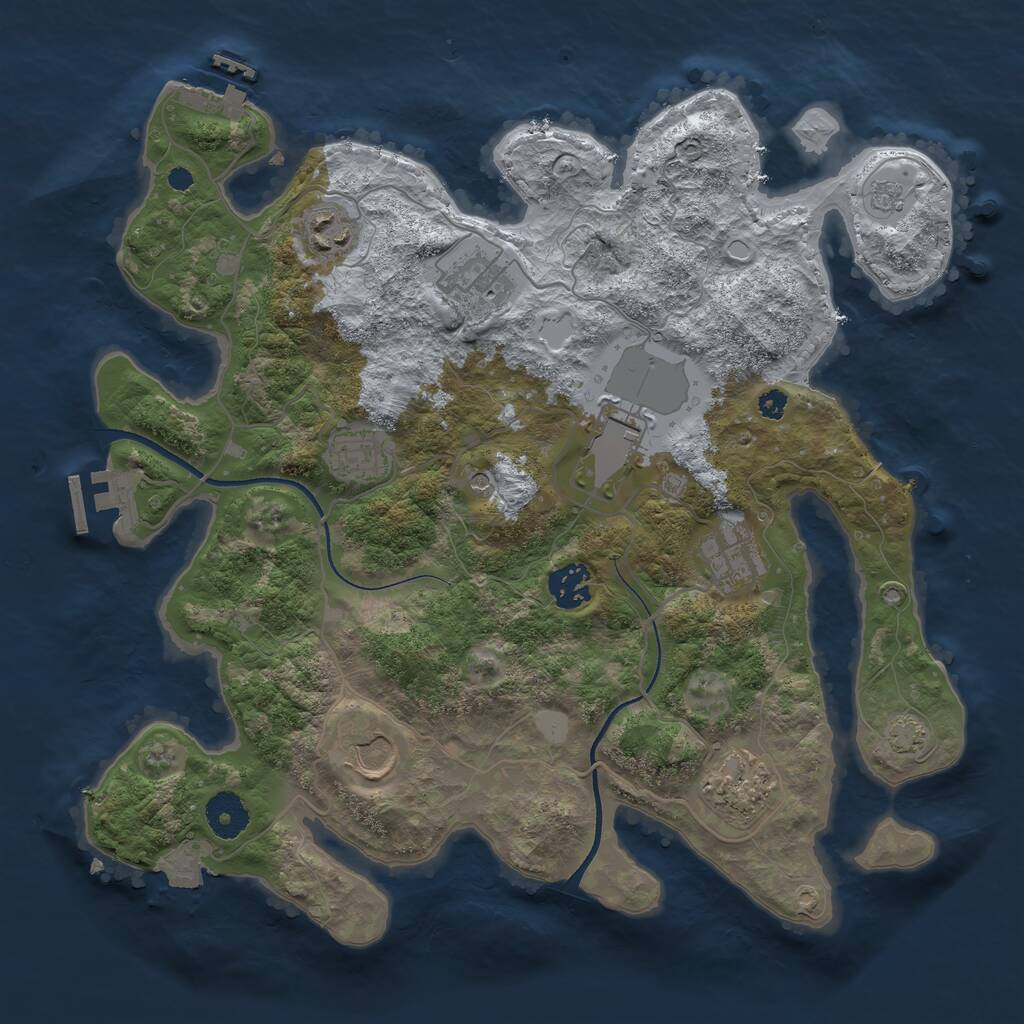 Rust Map: Procedural Map, Size: 3500, Seed: 612422627, 14 Monuments