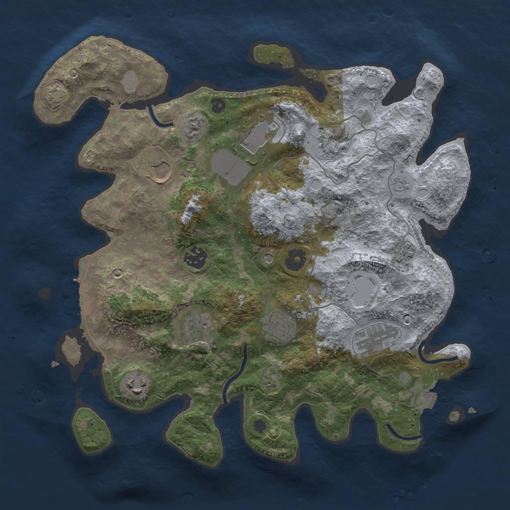 Rust Map: Procedural Map, Size: 3500, Seed: 31722664, 16 Monuments