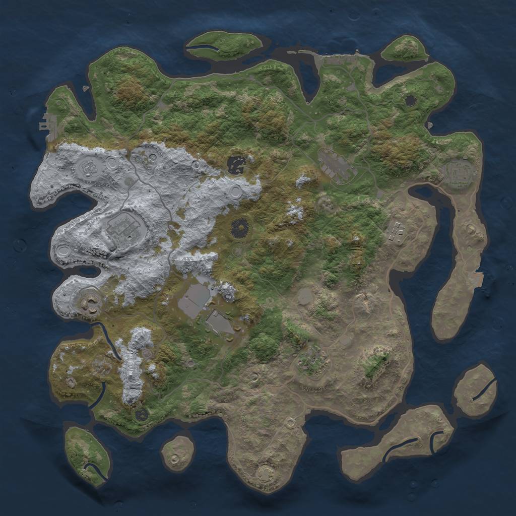 Rust Map: Procedural Map, Size: 4000, Seed: 1647977968, 16 Monuments