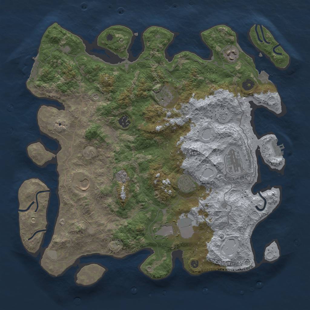 Rust Map: Procedural Map, Size: 4000, Seed: 334375851, 16 Monuments