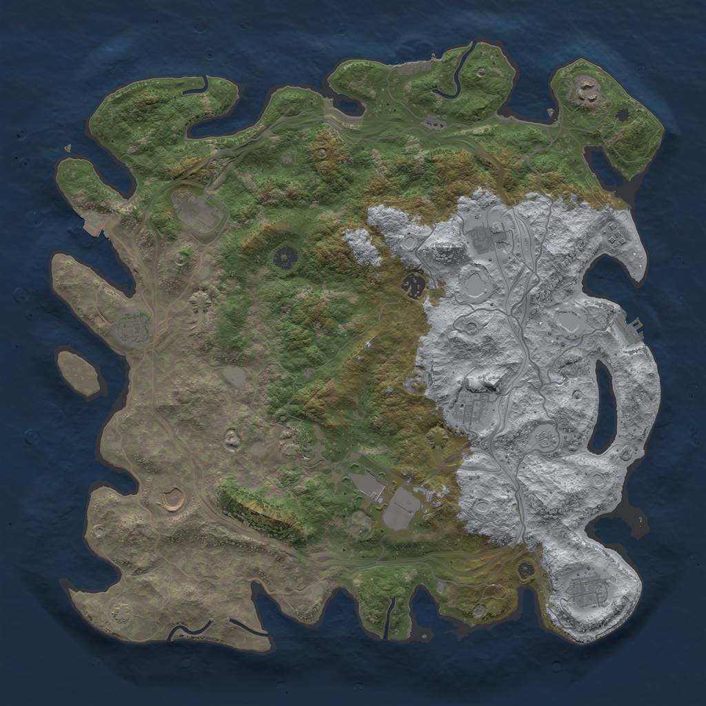 Rust Map: Procedural Map, Size: 4500, Seed: 1953242939, 19 Monuments