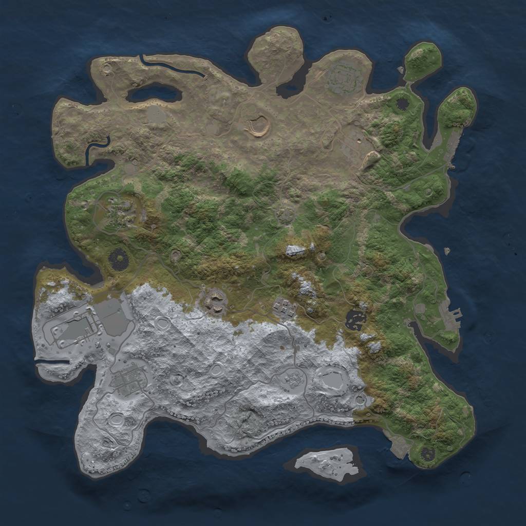 Rust Map: Procedural Map, Size: 3700, Seed: 20072023, 17 Monuments