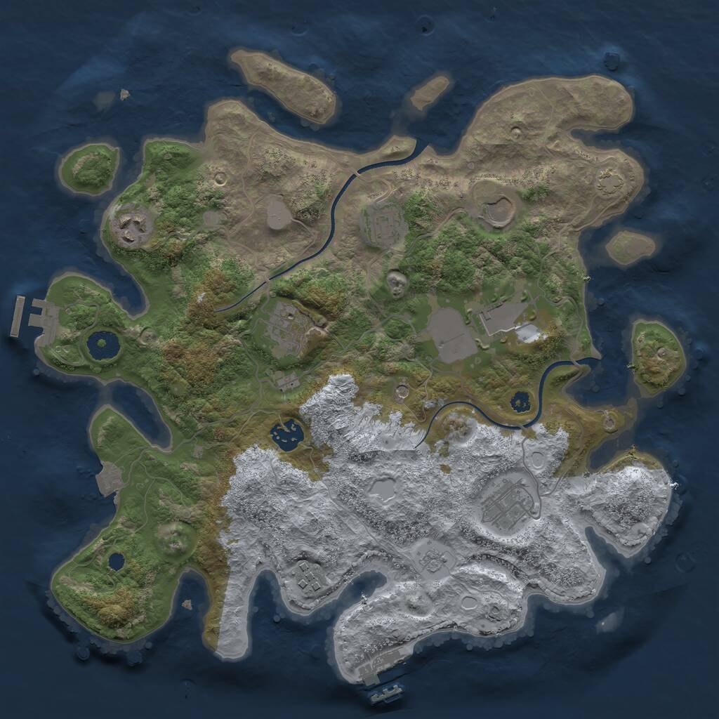 Rust Map: Procedural Map, Size: 3500, Seed: 2093623253, 14 Monuments
