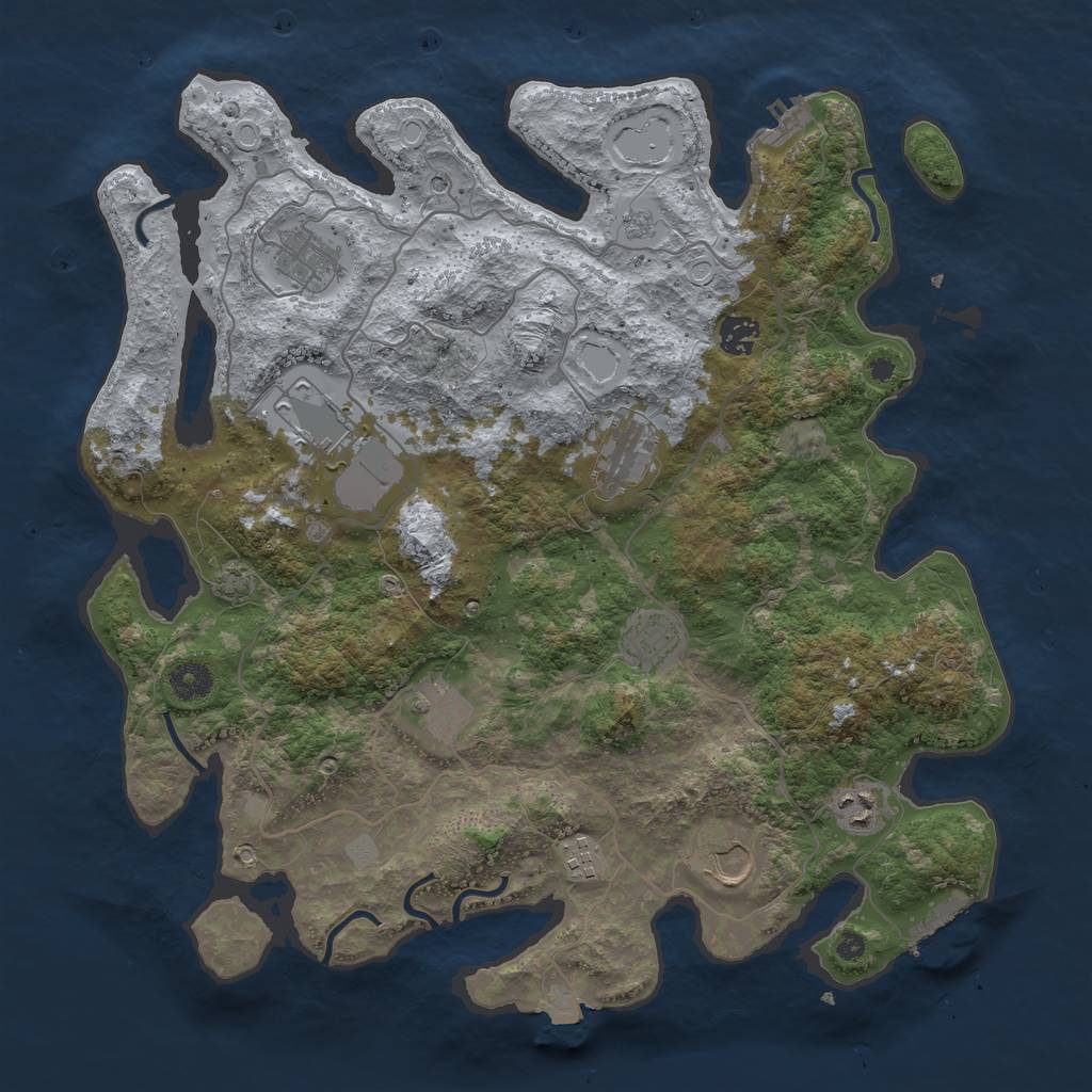 Rust Map: Procedural Map, Size: 4000, Seed: 990242, 17 Monuments