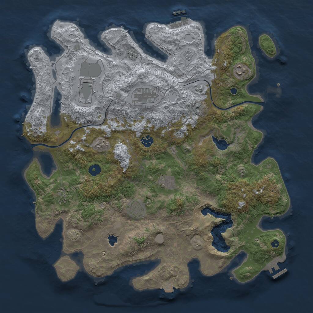 Rust Map: Procedural Map, Size: 4000, Seed: 990242, 14 Monuments