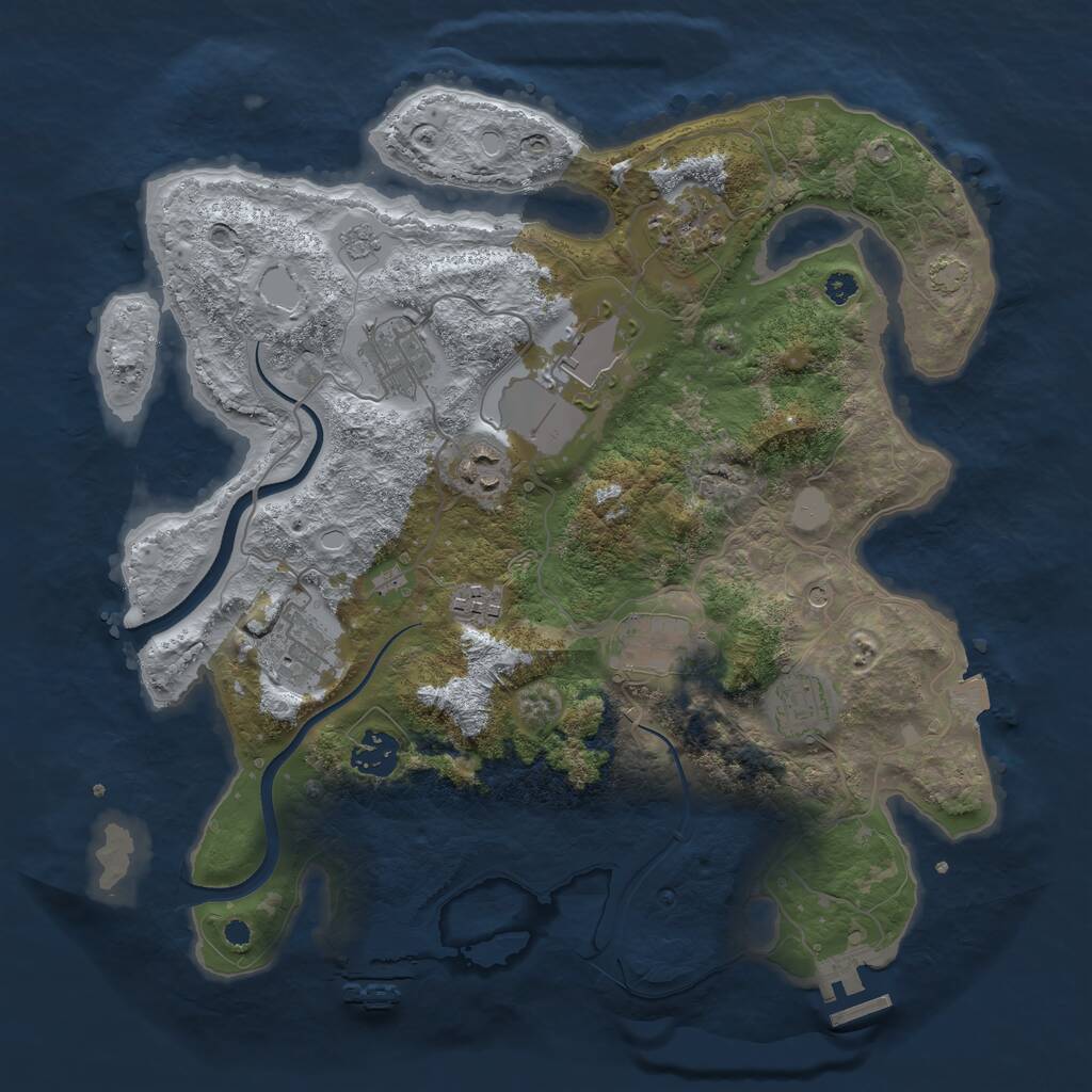 Rust Map: Procedural Map, Size: 3500, Seed: 1354224316, 15 Monuments