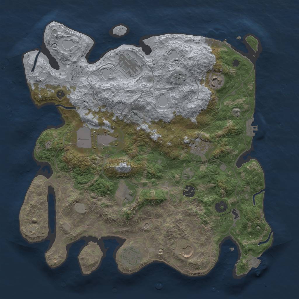 Rust Map: Procedural Map, Size: 3700, Seed: 1149057225, 17 Monuments