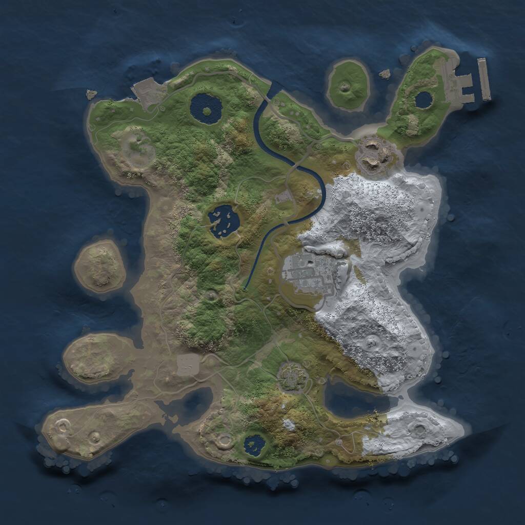Rust Map: Procedural Map, Size: 2500, Seed: 3334622, 6 Monuments