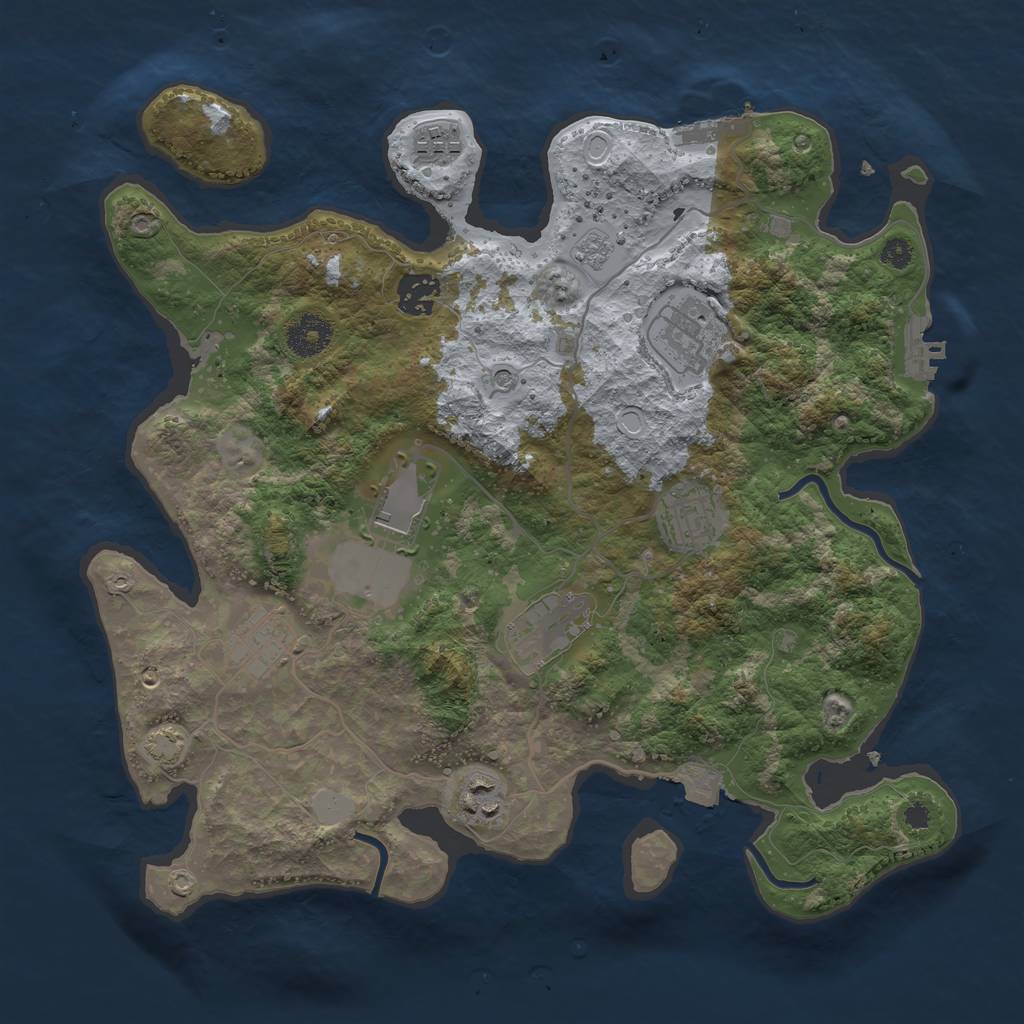 Rust Map: Procedural Map, Size: 3500, Seed: 5746210, 16 Monuments