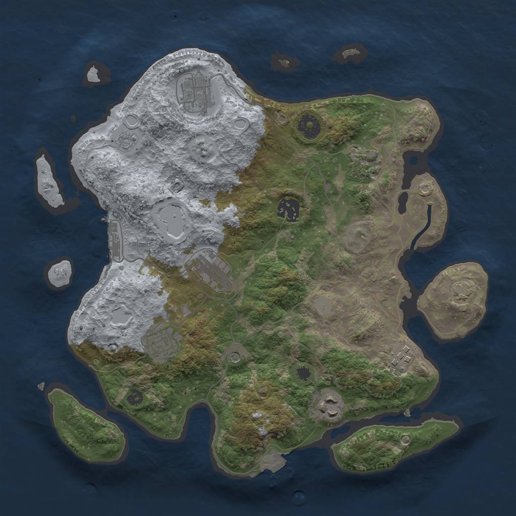 Rust Map: Procedural Map, Size: 3300, Seed: 1192799551, 14 Monuments