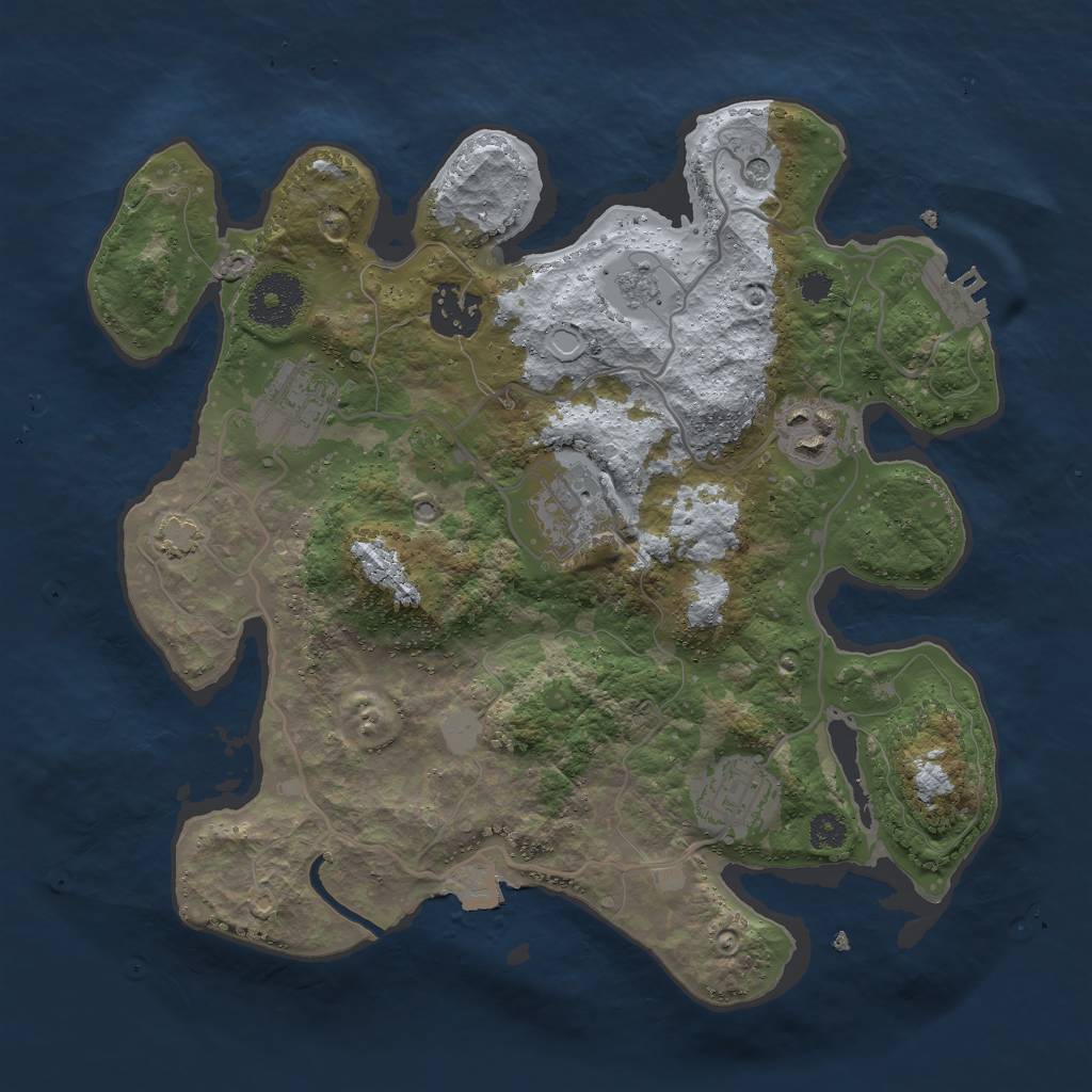 Rust Map: Procedural Map, Size: 3000, Seed: 1203152511, 12 Monuments