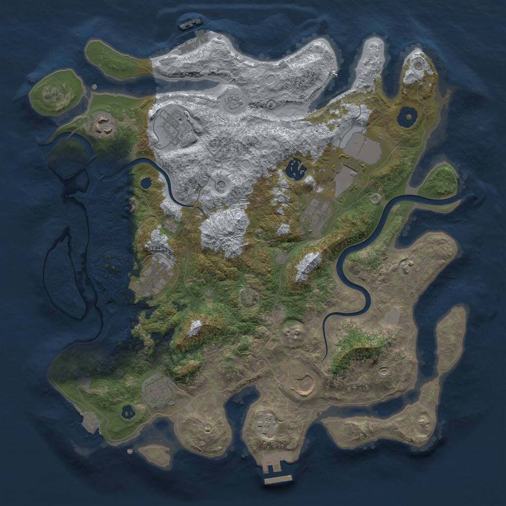 Rust Map: Procedural Map, Size: 3700, Seed: 804004077, 15 Monuments