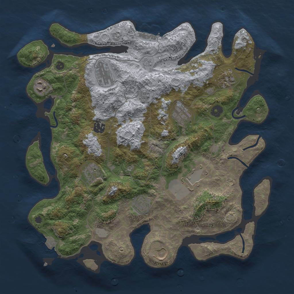Rust Map: Procedural Map, Size: 3700, Seed: 804004077, 17 Monuments
