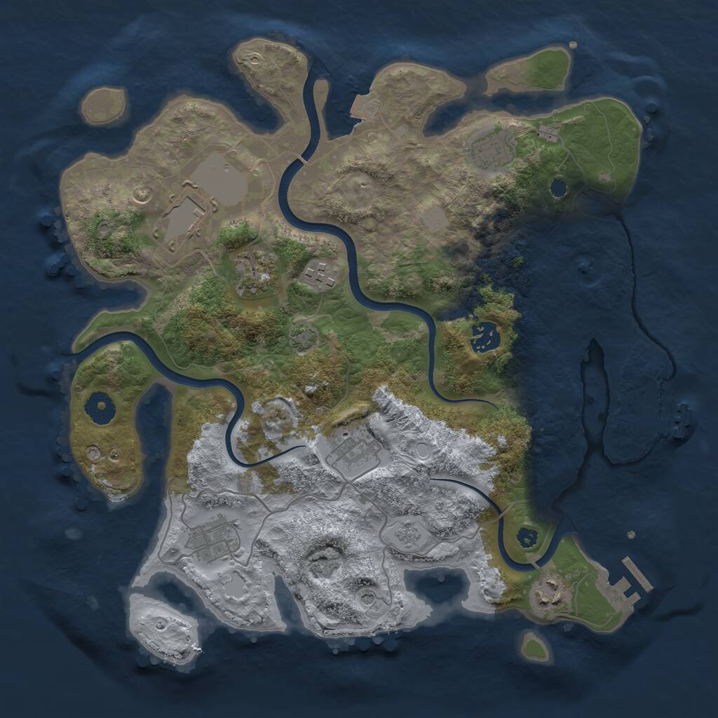 Rust Map: Procedural Map, Size: 3500, Seed: 1034040330, 14 Monuments