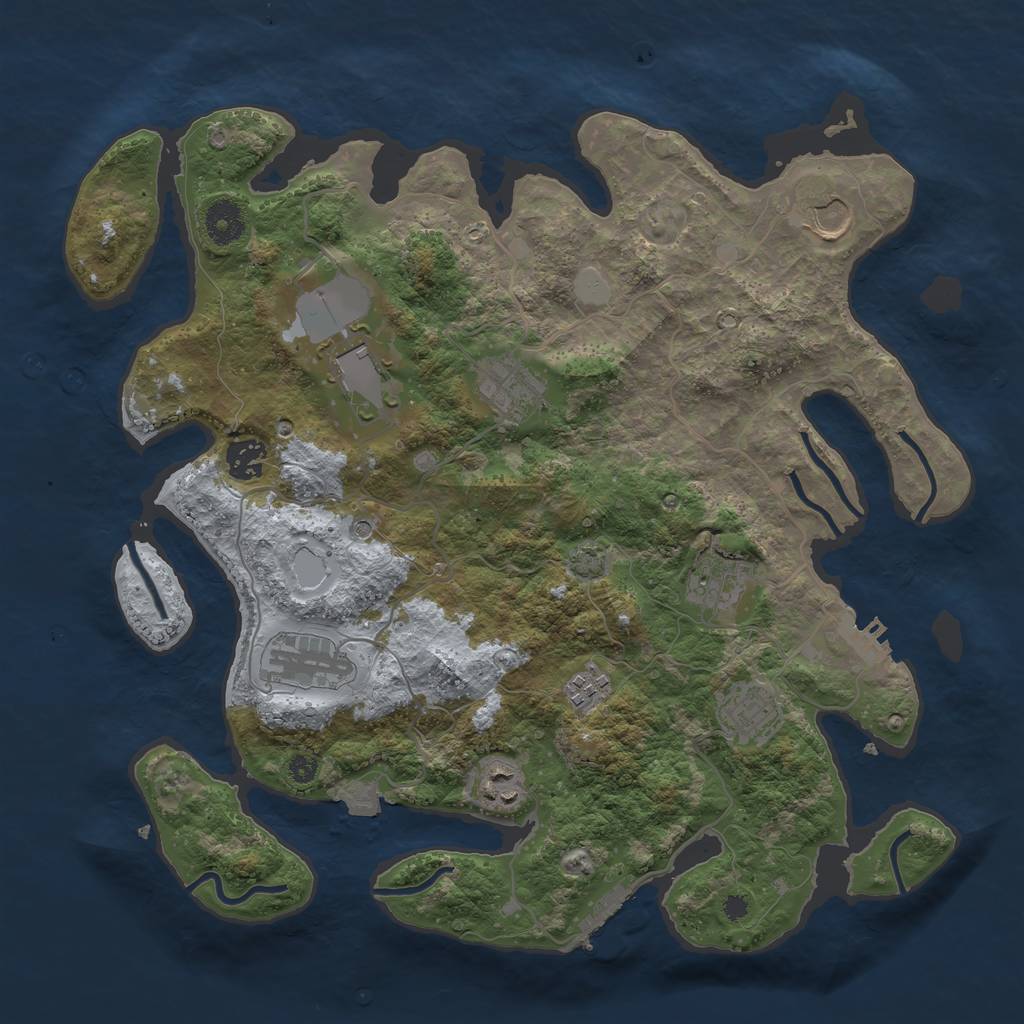 Rust Map: Procedural Map, Size: 3700, Seed: 38114, 16 Monuments