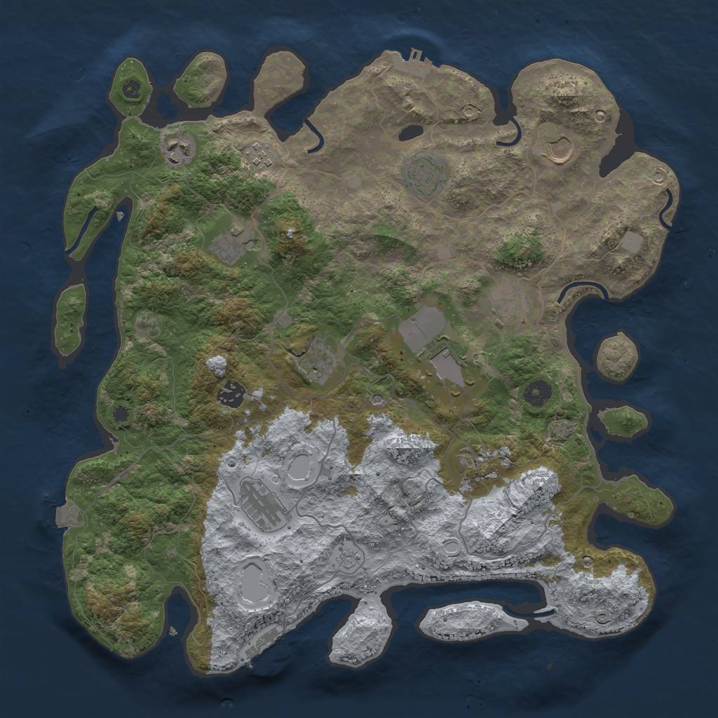 Rust Map: Procedural Map, Size: 4000, Seed: 724481892, 19 Monuments