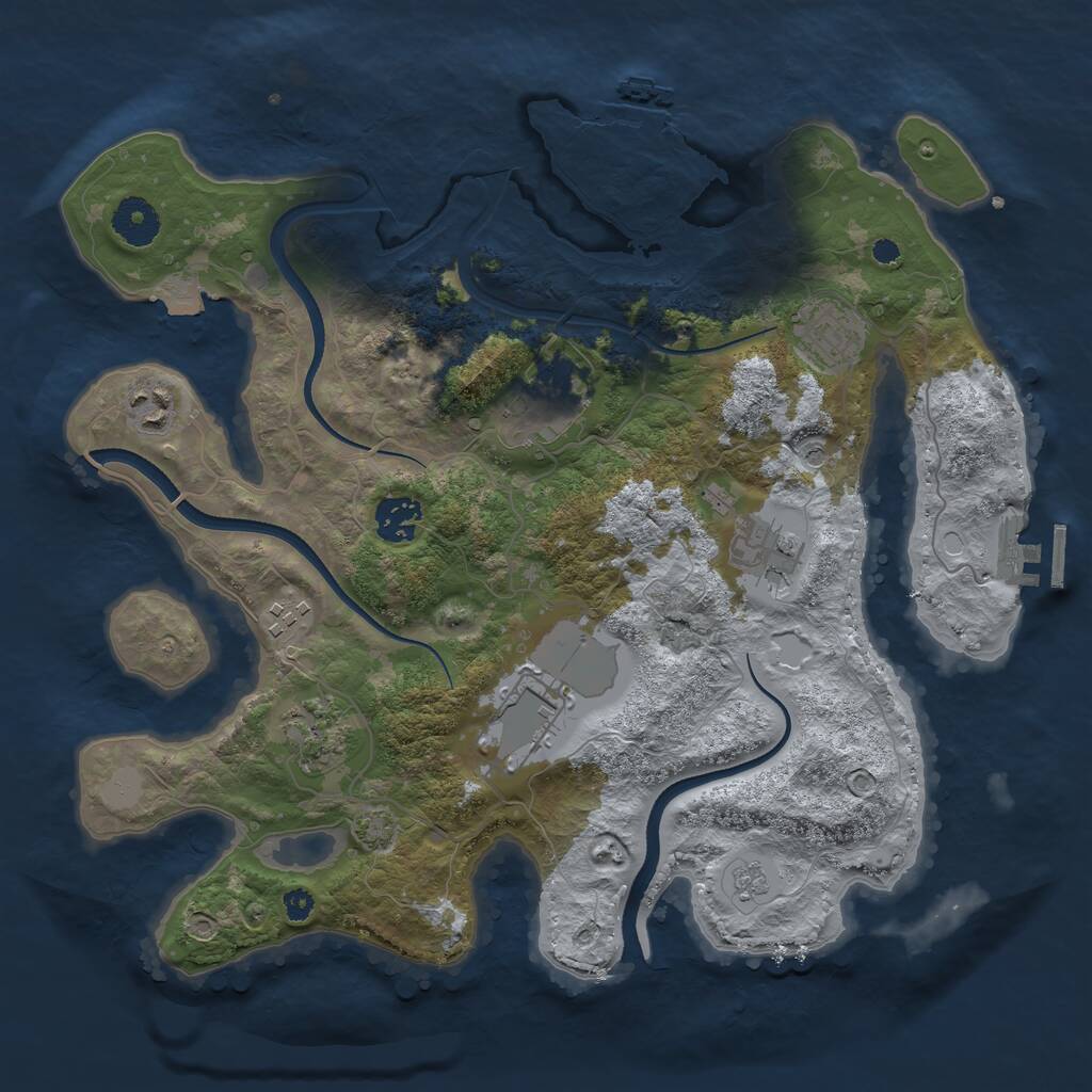 Rust Map: Procedural Map, Size: 3500, Seed: 419124483, 14 Monuments